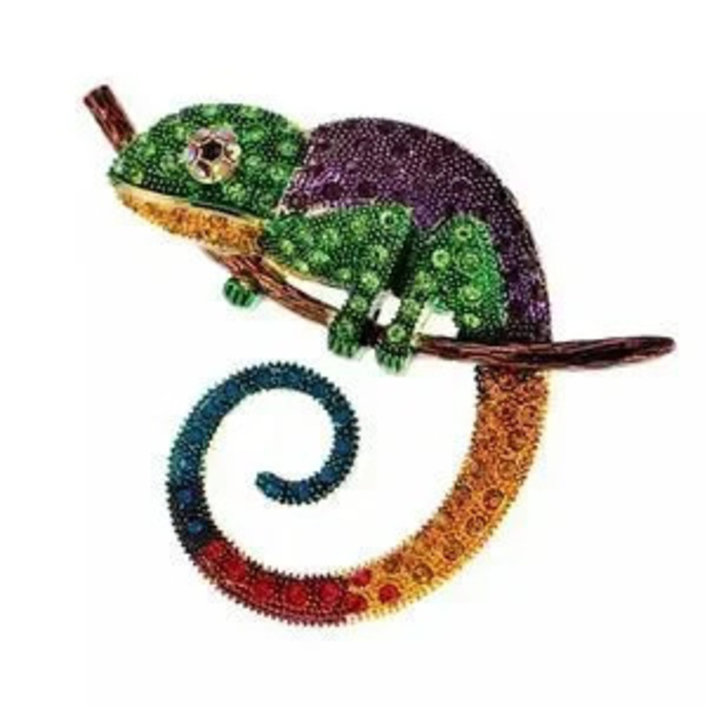 Cute?Chameleon Brooch Pin With Rhinestones - Picture 3 of 4